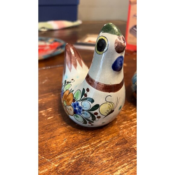 Hand-Painted Mexican Ceramic Bird Figurines Set Of 2 Vintage Floral Folk Art Déc - Picture 2 of 11